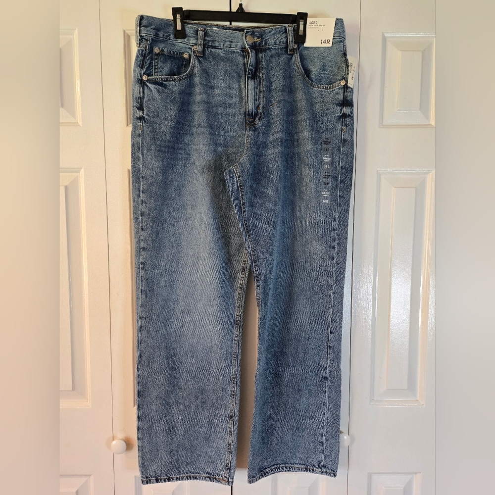 NWT Ladies Aeropostale High Rise Baggy Jeans 14R Dark Wash